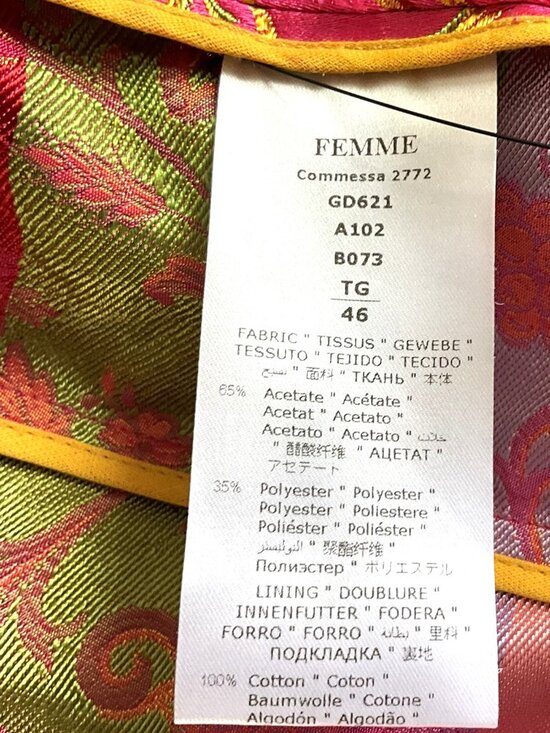 FEMME by Michele R Women's Floral Jacquard Brocade Blazer Pink Gold Italy - Picture 9 of 10